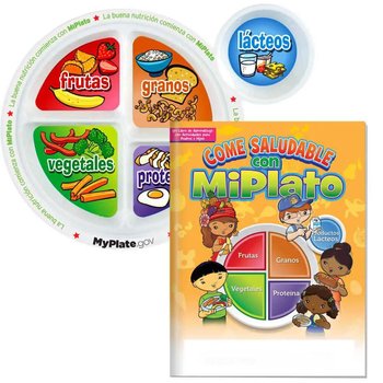 MyPlate Preschool Portion Meal Plate With Parent-Child Activities Book (Spanish) from Positive Promotions