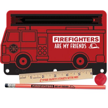 Firefighters Are My Friends 4-Pc. Pencil Pouch Gift Set from Positive Promotions