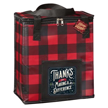 Thanks for Making a Difference Buffalo Plaid Laminated Insulated Cooler Bag from Positive Promotions