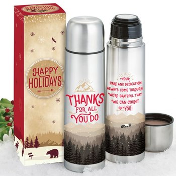 Stainless Steel Vacuum Thermos 16-Oz. In Holiday Gift Box from Positive Promotions