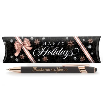 Thanks For All You Do Black/Rose-Gold Stylus Pen In Holiday Gift Box from Positive Promotions