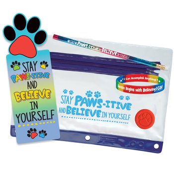 Stay Paws-itive And Believe In Yourself Test Prep Pencil Pouch from Positive Promotions
