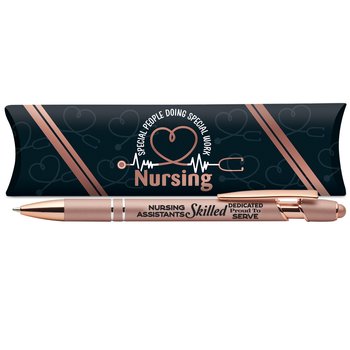 Nursing Assistants: Skilled, Dedicated, Proud to Serve Rose-Gold Stylus Pen from Positive Promotions