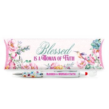 Blessed Is a Woman of Faith Floral Grip Highlighter Pen in Pillow Box from Positive Promotions