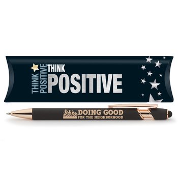 Doing Good for the Neighborhood Black/Rose-Gold Stylus Pen from Positive Promotions