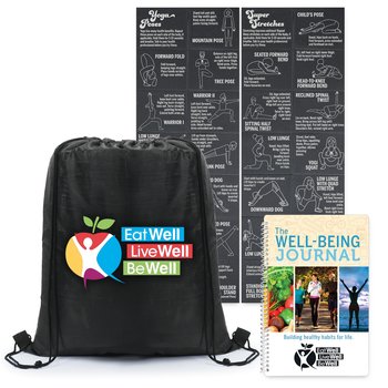 Eat Well, Live Well, Be Well Yoga Mat & Journal Wellness Gift of Appreciation from Positive Promotions
