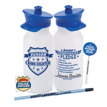 Junior Crimefighter Police Hat Water Bottle Kit from Positive Promotions