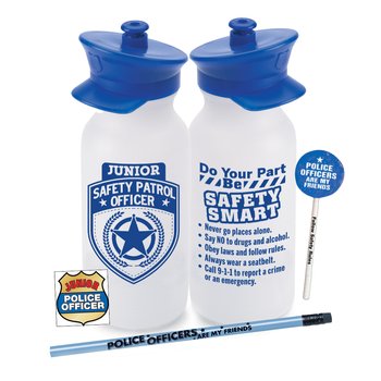 Junior Safety Patrol Officer Police Hat Water Bottle Kit from Positive Promotions
