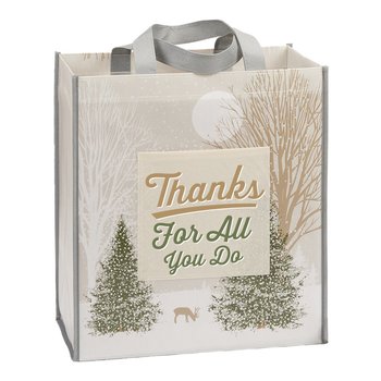 Thanks for All You Do Winter Scene Laminated Eco-Shopper Tote Bag from Positive Promotions
