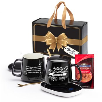 Activity Professionals Deserve the Warmest Thanks Ceramic Mug 12 oz. & Warmer With Hot Chocolate Gift Set from Positive Promotions