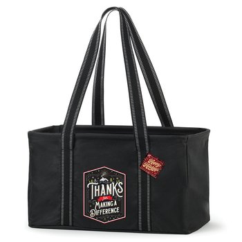 Thanks for Making a Difference Black Utility Tote With Holiday Gift Tag from Positive Promotions