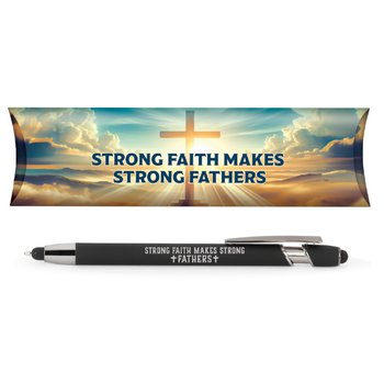 Strong Faith Makes Strong Fathers Nova Dual-Stylus Soft-Touch Metal Pen from Positive Promotions