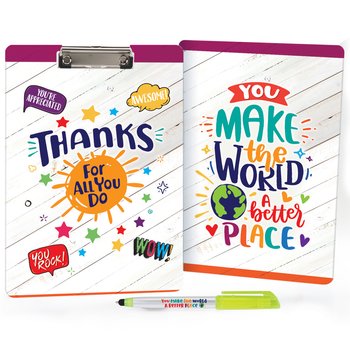 You Make the World a Better Place Clipboard & Trio 3-in-1 Highlighter Stylus Pen Value Set from Positive Promotions