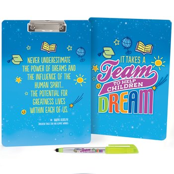 It Takes a Team to Help Children Dream Clipboard & Trio 3-in-1 Highlighter Stylus Pen Value Set from Positive Promotions