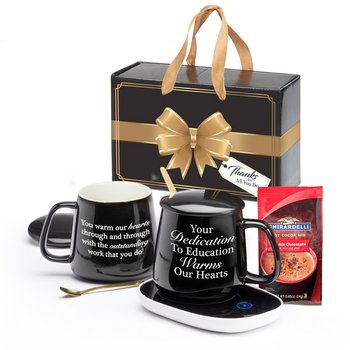 Your Dedication to Education Warms Our Hearts Ceramic Mug 12 oz. & Warmer With Hot Chocolate Gift Set from Positive Promotions