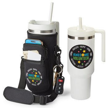 Awesome Volunteer Quencher Tumbler 40 oz. & All-Day Hydration Carry-All Bag from Positive Promotions