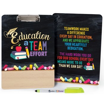 Education: A Team Effort Clipboard & Trio 3-in-1 Highlighter Stylus Pen Value Set from Positive Promotions