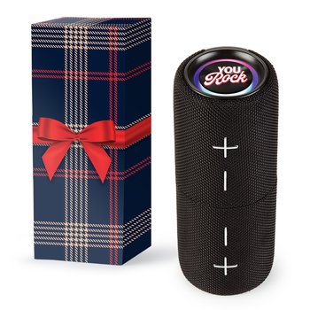 You Rock Surround Duo Split IPX5 Water-Resistant Bluetooth® Light-Up Magnetic Speaker With Carabiner in Holiday Gift Box from Positive Promotions
