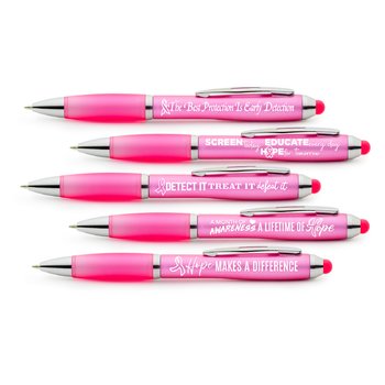 Breast Cancer Awareness Azalea Stylus Pen Assortment - Pack of 25 from Positive Promotions