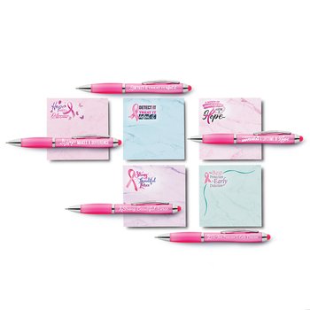 Breast Cancer Awareness Stylus Pen Sticky Pad Assortment Pack - Main Image