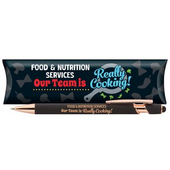 Food & Nutrition Services: Our Team Is Really Cooking! Black/Rose-Gold Stylus Pen from Positive Promotions