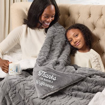 Thanks for Making a Difference Cable-Knit Mink Fleece Sherpa Throw Blanket-in-a-Bag 50