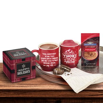 Thanks for All You Do Gradient Ceramic Mug 14 oz. With Chocolate-Covered Oreo® & Hot Cocoa in Holiday Gift Box from Positive Promotions