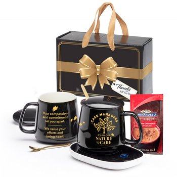 Case Managers: It's in Our Nature to Care Ceramic Mug 12 oz. & Warmer With Hot Chocolate Gift Set from Positive Promotions