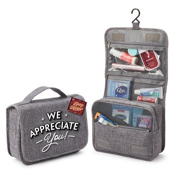 We Appreciate You! Travel Carry-All Hanging Toiletry Bag With Holiday Gift Tag from Positive Promotions