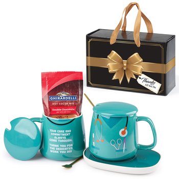 Scrubs Ceramic Mug 12 oz. & Warmer With Hot Chocolate Gift Set from Positive Promotions