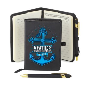 A Father Anchors His Family in Faith Stanton Jotter With Bible Quotes, Sticky Notes, & Stylus Pen from Positive Promotions