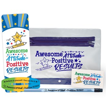 Awesome Attitude = Positive Results Test Prep Pencil Pouch Kit from Positive Promotions