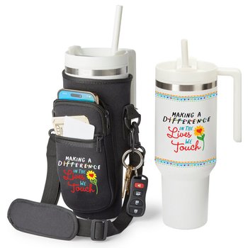 Making a Difference in the Lives We Touch Quencher Tumbler 40 oz. With Hydration Carry-All Bag Gift Set from Positive Promotions