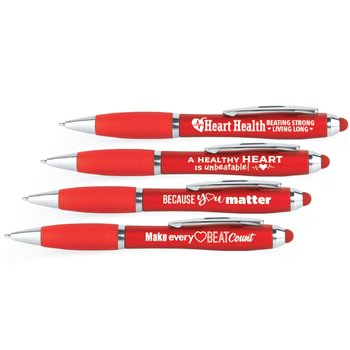 Heart Health Awareness Stylus Pen Assortment - Pack of 100 from Positive Promotions