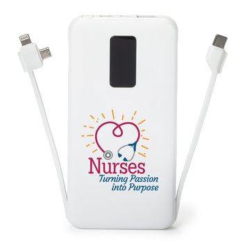 Nurses: Turning Passion Into Purpose Supercharge 10,000-mAh 3-in-1 Fast-Charging Power Bank With Built-In Charging Cables & Appreciation Card - Personalization Available from Positive Promotions