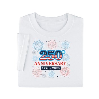 USA 250th Anniversary Fireworks Unisex Short-Sleeved T-Shirt in Gift Box from Positive Promotions
