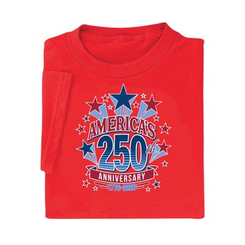USA 250th Anniversary Stars Unisex Short-Sleeved T-Shirt in Gift Box from Positive Promotions