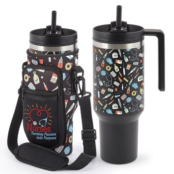 Healthcare Icons Quencher Tumbler 40 oz. With Nurses/Icons Hydration Carry-All Bag Gift Set from Positive Promotions