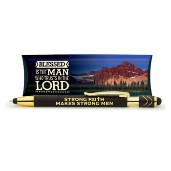 Blessed Is the Man Who Trusts in the Lord Paza Dual Stylus/Fidget Spinner Metal Pen from Positive Promotions