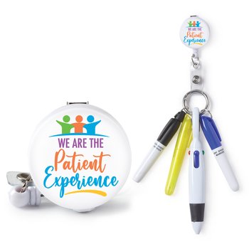 We Are the Patient Experience Retractable Badge Holder & 4-Piece Pen Assortment Set from Positive Promotions