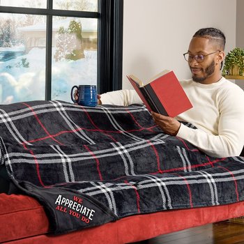 We Appreciate All You Do Black/White/Red Mink Fleece Throw Blanket-in-a-Bag 50