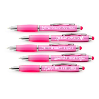 Breast Cancer Awareness Azalea Stylus Pen Assortment - Pack of 25 from Positive Promotions