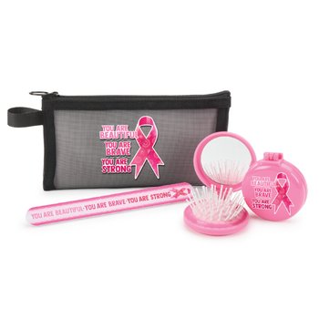 You Are Beautiful, Brave, Strong Zippered Mesh Pouch 3-Piece Gift Set from Positive Promotions