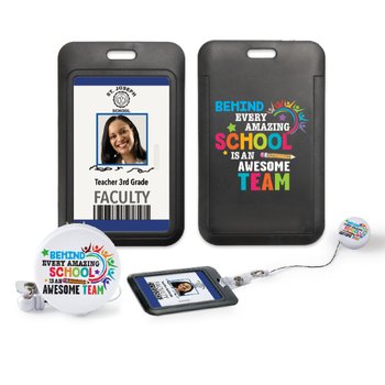 Behind Every Amazing School Is An Awesome Team Badge Reel and Badge Holder from Positive Promotions