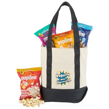 Popping With Appreciation Mini Cotton Canvas Market Tote Bag With Popcorn from Positive Promotions