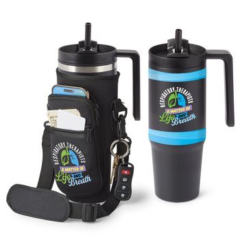 Respiratory Therapists: A Matter Of Life And Breath HydroSip Tumbler 30 oz. With Hydration Carry-All Bag Gift Set from Positive Promotions