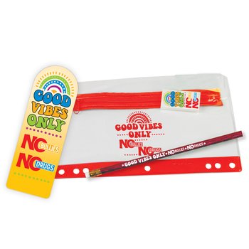 Good Vibes Only: No Bullies, No Drugs 4-Piece Pencil Pouch Set from Positive Promotions