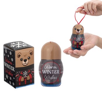 Bear-Shaped Metal Ornament With Hershey's® Holiday Miniatures Chocolates in Holiday Gift Box from Positive Promotions