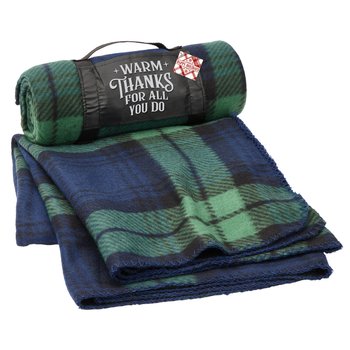 Warm Thanks For All You Do Roll-Up Eco Blanket With Holiday Gift Tag from Positive Promotions