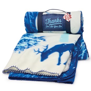 Thanks For All You Do Winter Scene Roll-Up Eco Blanket With Holiday Gift Tag from Positive Promotions
